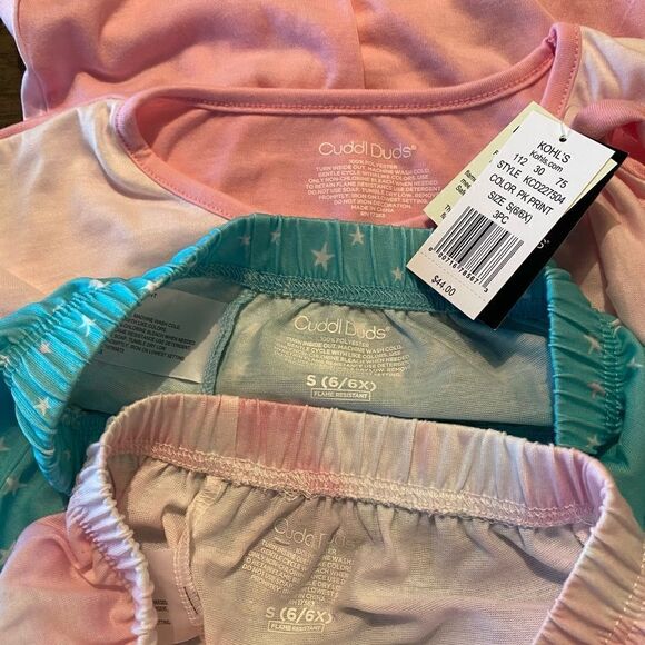 Cuddl Duds Girl’s Small (6/6X) Top, Shorts & Pants Pajama Set - Picture 4 of 5